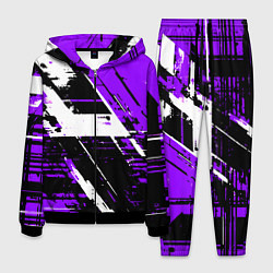 Мужской костюм Diagonal black and white stripes on a purple backg