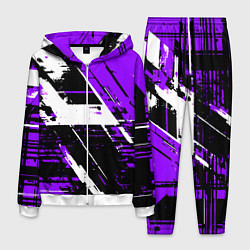 Мужской костюм Diagonal black and white stripes on a purple backg