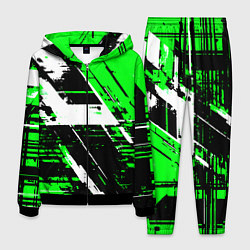 Костюм мужской Diagonal black and white stripes on a green backgr, цвет: 3D-черный