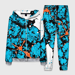 Мужской костюм Оранжево-голубая абстракция на белом фоне