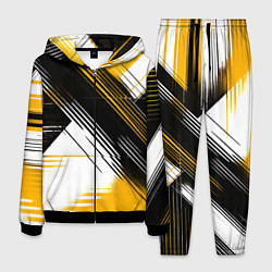 Мужской костюм Диагональные жёлто-чёрные линии на белом фоне