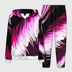 Мужской костюм Бело-розовые острые полосы на чёрном фоне