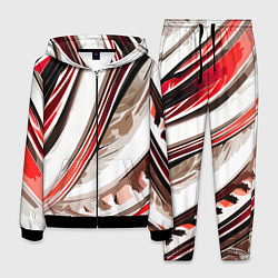 Мужской костюм Волнистая бело-красная абстракция