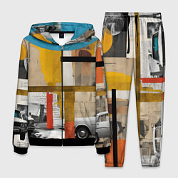 Мужской костюм Ретро коллаж с автомобилем