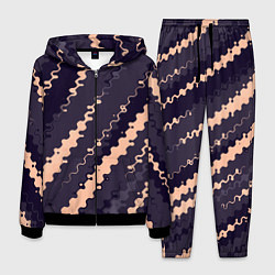 Мужской костюм Фиолетовый с бежевым искажённые полосы