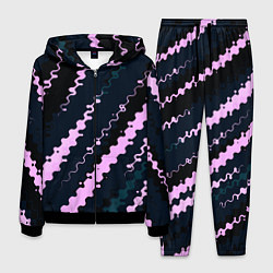 Костюм мужской Тёмно-синий с розовым искажённые полосы, цвет: 3D-черный