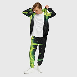 Костюм мужской Зеленая стекающая краска по черному фону, цвет: 3D-черный — фото 2