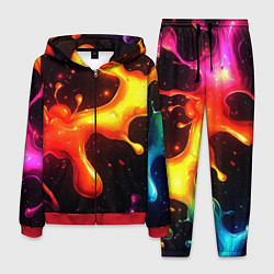 Мужской костюм Радужные кляксы на черном фоне