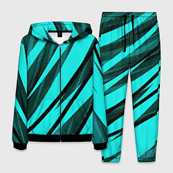 Мужской костюм Неоновый голубой с чёрным абстракция с полосами