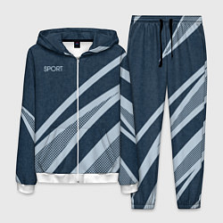 Мужской костюм Sport синий текстурный с полосами