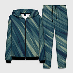 Костюм мужской Зеленовато-синий полосы, цвет: 3D-черный