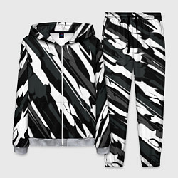 Костюм мужской Разводы белым на черном, цвет: 3D-меланж