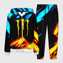 Мужской костюм Monster energy текстура огненная