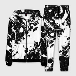 Костюм мужской Белый с чёрной абстракцией, цвет: 3D-черный