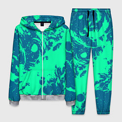 Костюм мужской Сине-зелёный абстракция краски, цвет: 3D-меланж