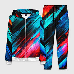 Костюм мужской Синяя и красная краска на черном, цвет: 3D-белый