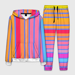 Костюм мужской Теплые цветные полосы, цвет: 3D-белый