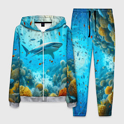 Мужской костюм Белая акула в коралловом рифе