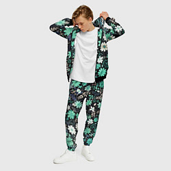 Костюм мужской Чёрный в зелёный цветочек стилизованный, цвет: 3D-черный — фото 2