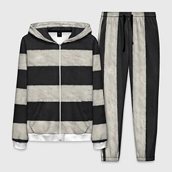 Костюм мужской Текстурные черно-белые полосы, цвет: 3D-белый