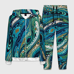 Мужской костюм Сине-зеленый абстрактный узор