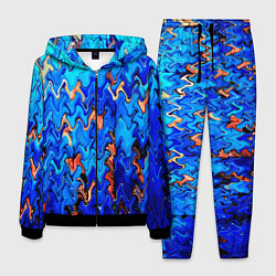 Мужской костюм Сине-голубой стекающая абстракция