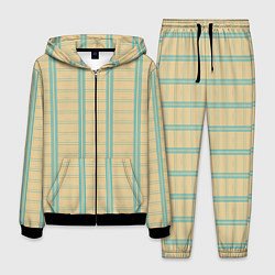 Мужской костюм Color beige cage light blue stripes