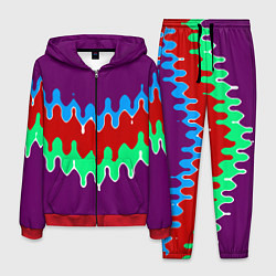 Костюм мужской Фиолетовый с искажёнными абстрактными полосами, цвет: 3D-красный