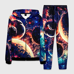 Костюм мужской Фантастический космос планеты, цвет: 3D-черный