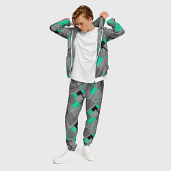 Костюм мужской Черно бирюзовая абстрактная геометрия пэчворк, цвет: 3D-белый — фото 2