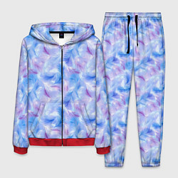 Костюм мужской Узор из голубых и сиреневых перьев, цвет: 3D-красный