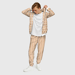 Костюм мужской Паттерн с ромбиками коричневый, цвет: 3D-белый — фото 2