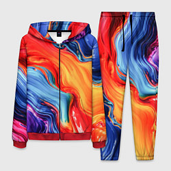 Мужской костюм Красно-синие масляные краски смешение абстракция