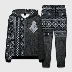 Костюм мужской Славянский орнамент с оберегом макошь, цвет: 3D-черный