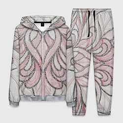 Костюм мужской Нежно розовый орнамент из перьев, цвет: 3D-меланж