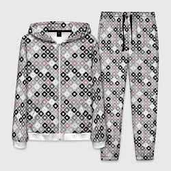 Мужской костюм Цветочный серо-розовый узор ретро