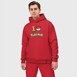 Мужской костюм оверсайз Покемон I love pokemon, цвет: красный — фото 2