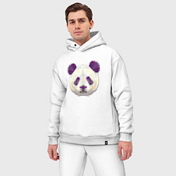 Мужской костюм оверсайз Полигональная панда, цвет: белый — фото 2
