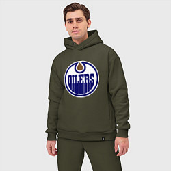 Мужской костюм оверсайз Edmonton Oilers, цвет: хаки — фото 2