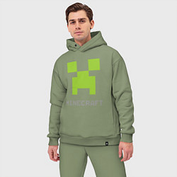 Мужской костюм оверсайз Minecraft logo grey, цвет: авокадо — фото 2