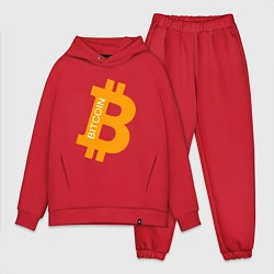 Мужской костюм оверсайз Bitcoin Boss, цвет: красный
