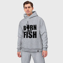 Мужской костюм оверсайз Born to fish, цвет: меланж — фото 2