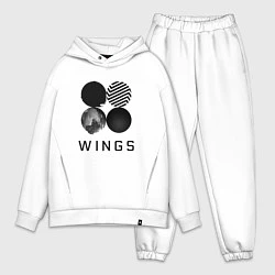 Мужской костюм оверсайз BTS Wings, цвет: белый