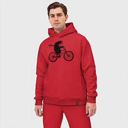 Мужской костюм оверсайз Ежик на велосипеде, цвет: красный — фото 2