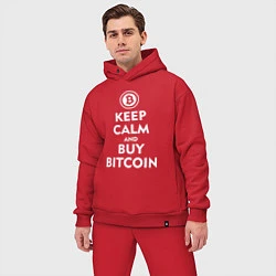 Мужской костюм оверсайз Keep Calm & Buy Bitcoin, цвет: красный — фото 2