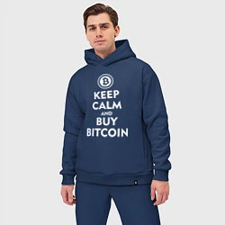 Мужской костюм оверсайз Keep Calm & Buy Bitcoin, цвет: тёмно-синий — фото 2