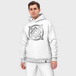 Мужской костюм оверсайз Звезда Сварога: серебро, цвет: белый — фото 2