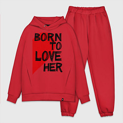 Мужской костюм оверсайз Born to love her, цвет: красный