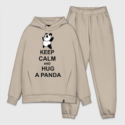Мужской костюм оверсайз Keep Calm & Hug A Panda цвета миндальный — фото 1