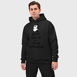 Мужской костюм оверсайз Keep Calm & Hug A Panda, цвет: черный — фото 2